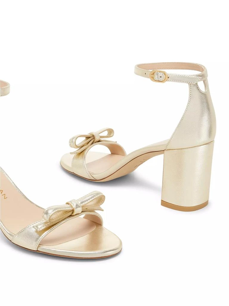 Stuart Weitzman Felicity 75MM Bow-Detailed Metallic Leather Sandals 4