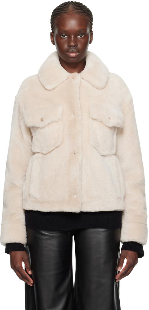 Yves Salomon - Meteo Pink Spread Collar Shearling Jacket