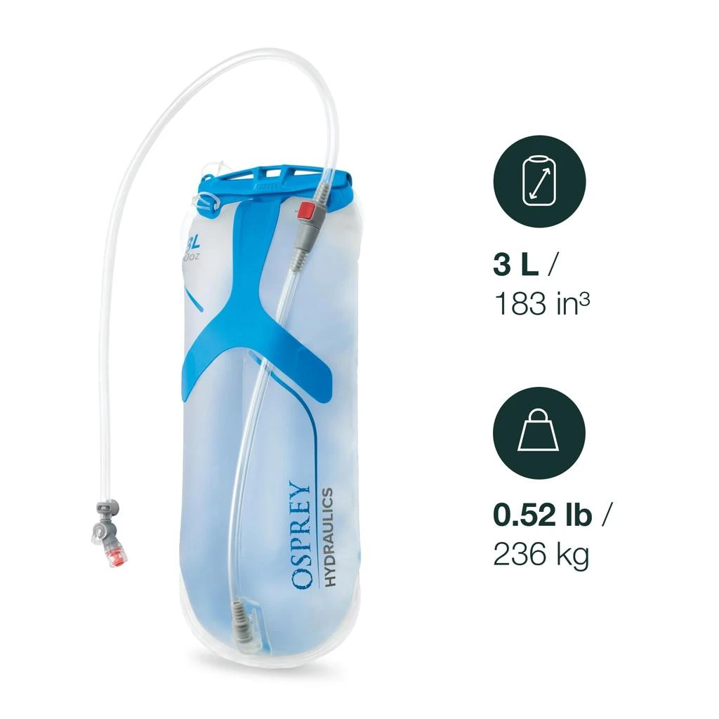 Osprey Osprey Hydraulics Backpack Water Reservoir with Bite Valve - BPA-Free, Leakproof Hydration Bladder with QuickConnect and Slide-Seal - Compatible with Most Hiking and Biking Packs, Clear 2