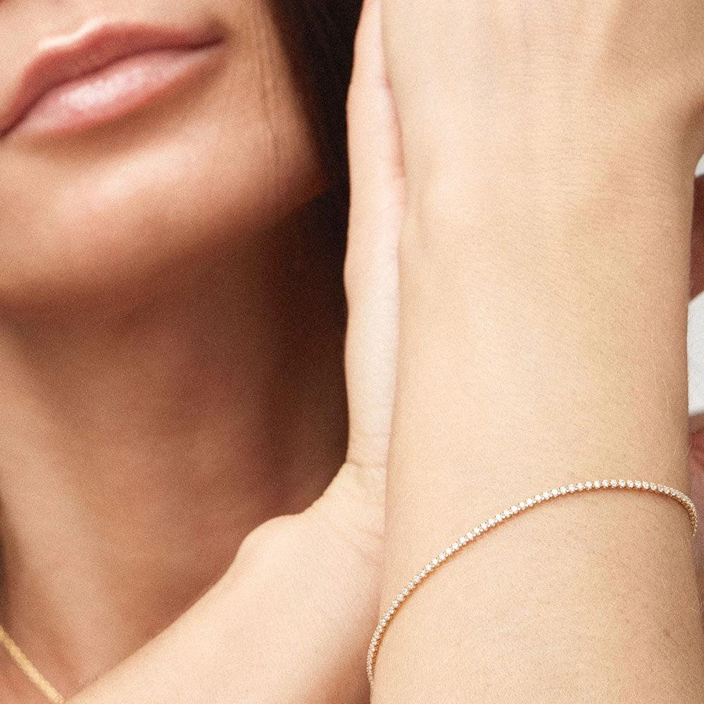 FASHNZFAB 18K Gold Filled Slim Classic CZ Tennis Chain Bracelet 2