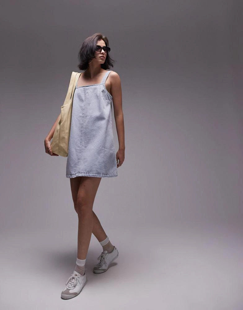 Topshop Topshop denim boxy cami dress in ice blue 2