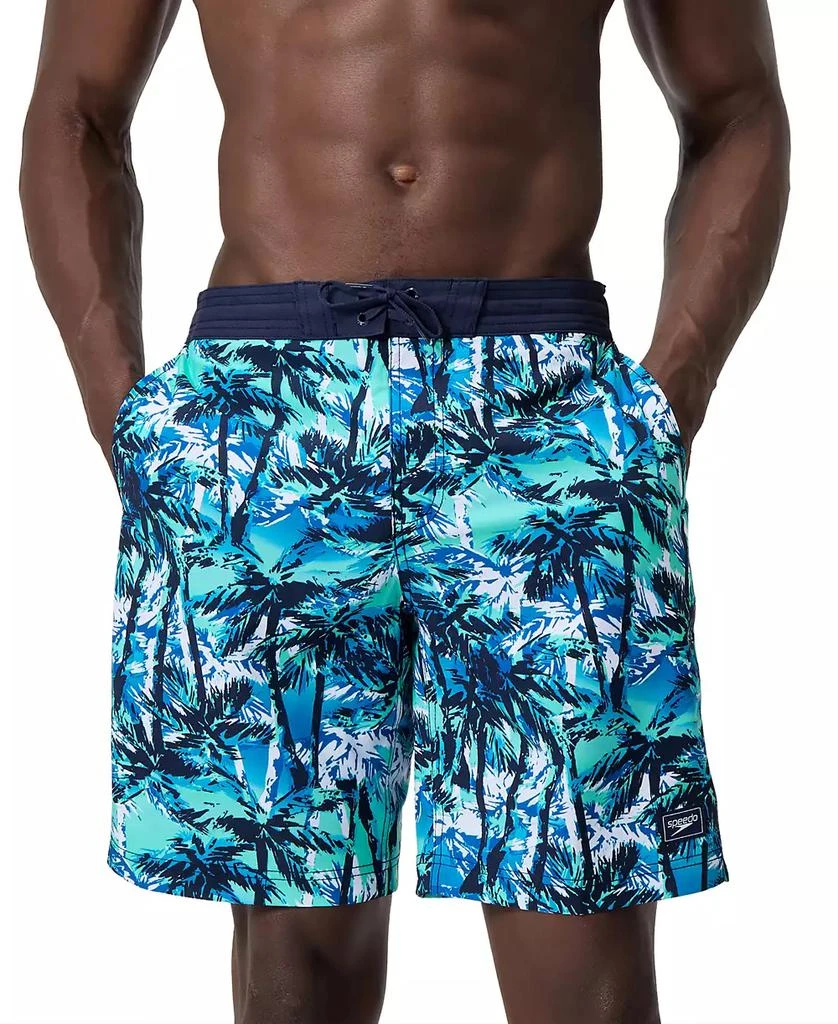 Speedo Men's Hawaiian Sky Bondi Basin Palm Print Drawstring 9" Boardshorts 8