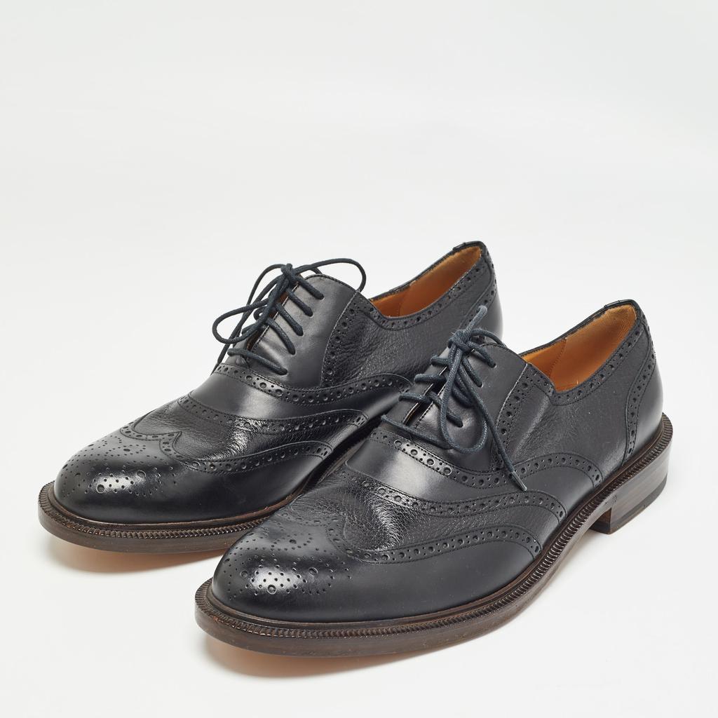 Gucci Gucci Black Leather Brogue Oxfords Size 45.5