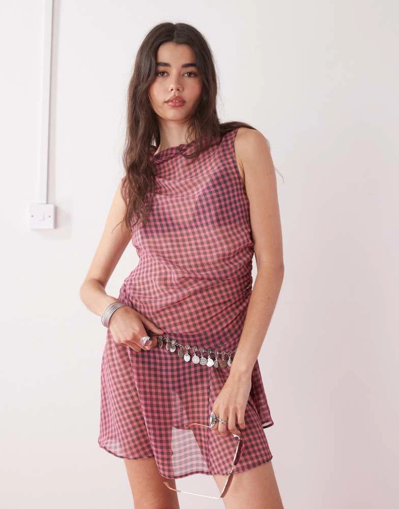 asos pink sheer dress ASOS DESIGN highneck maxi dress with sheer skirt in light pink