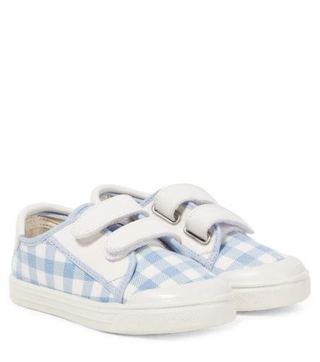 PEPE Leather-trimmed gingham sneakers 1