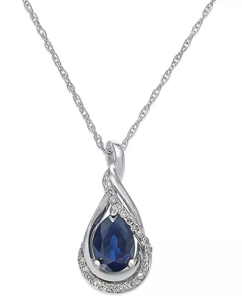 Macy
s Sapphire (9/10 ct. t.w.) and Diamond Accent Pendant 18" Necklace in 14k White Gold (Also Available in Emerald)