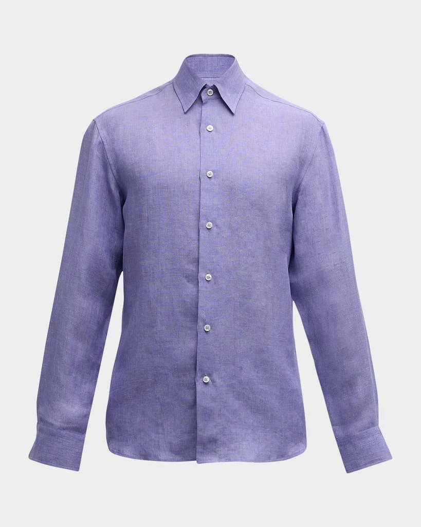 Brioni Men's Solid Linen Sport Shirt 1