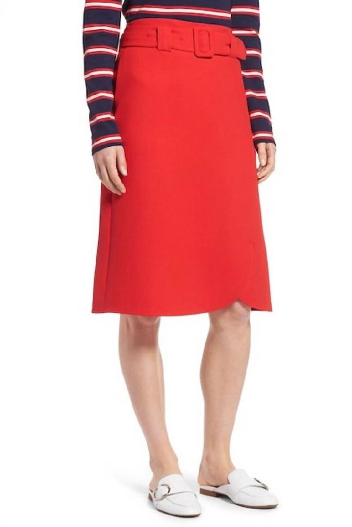 Halogen Halogen - A Line Belted Preppy Midi Skirt