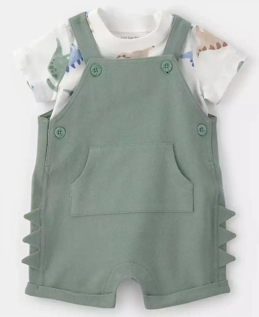 Carter's Carter's Baby Boys' Dinosaur Short-Sleeve T-Shirt and Spiked Shortall, 2-Piece Set