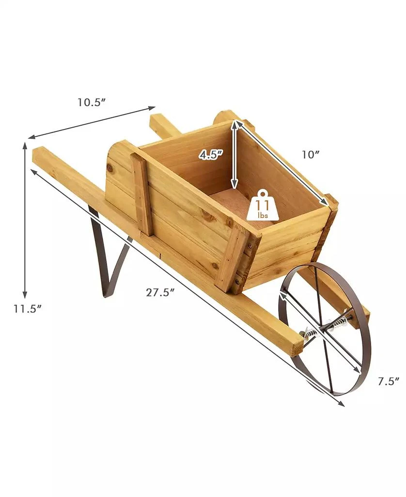 Costway Wooden Wagon Planter Decorative Indoor/Outdoor Rustic Flower Cart with Wheel 3
