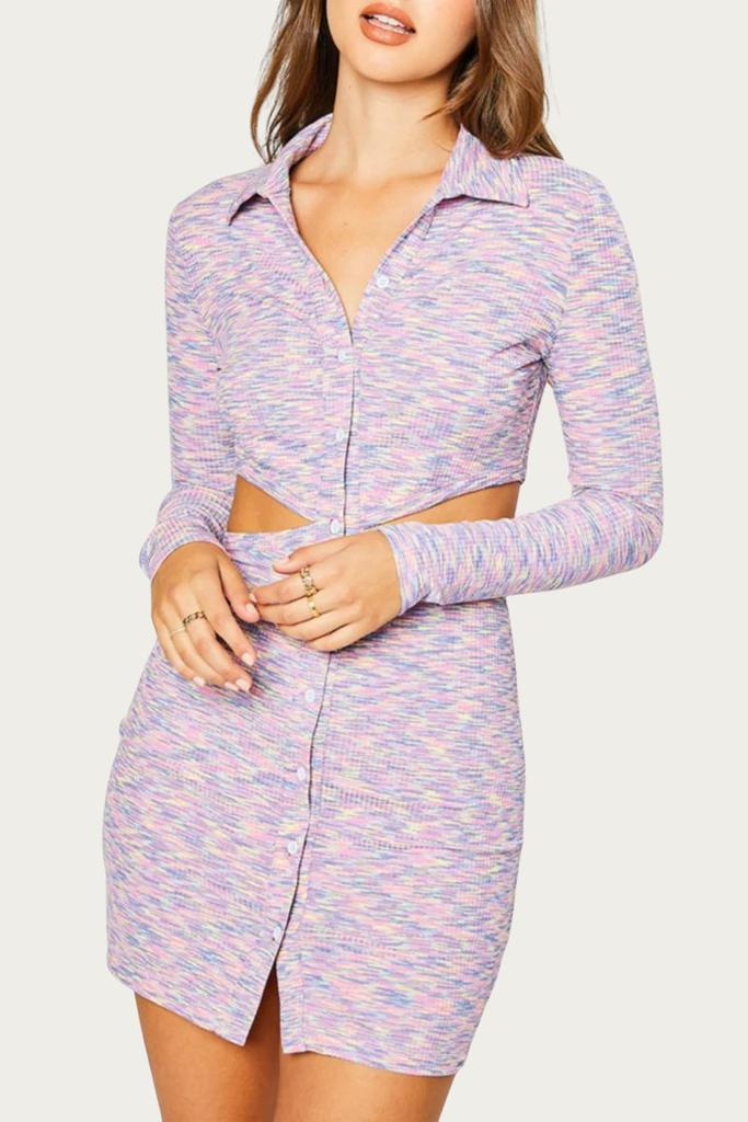 Pretty Garbage Cutout Collared Mini Dress In Pink