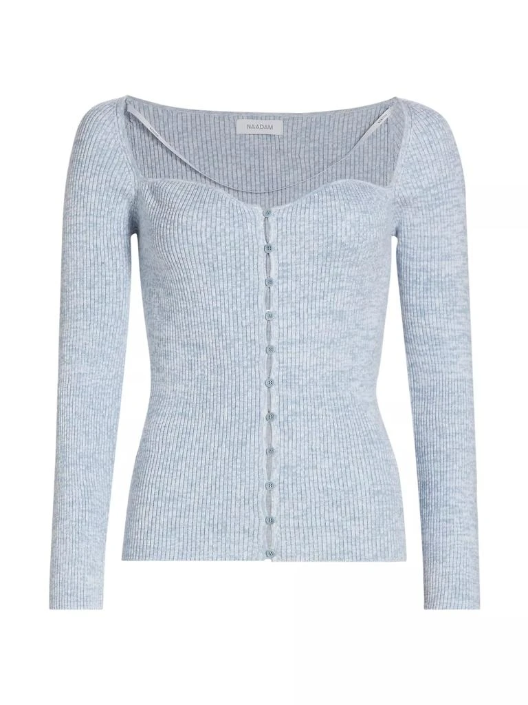 Naadam Cotton & Cashmere Ribbed Sweetheart Cardigan 1