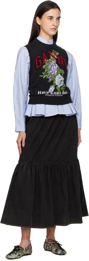 Ganni Grey Rose Wool Vest 5