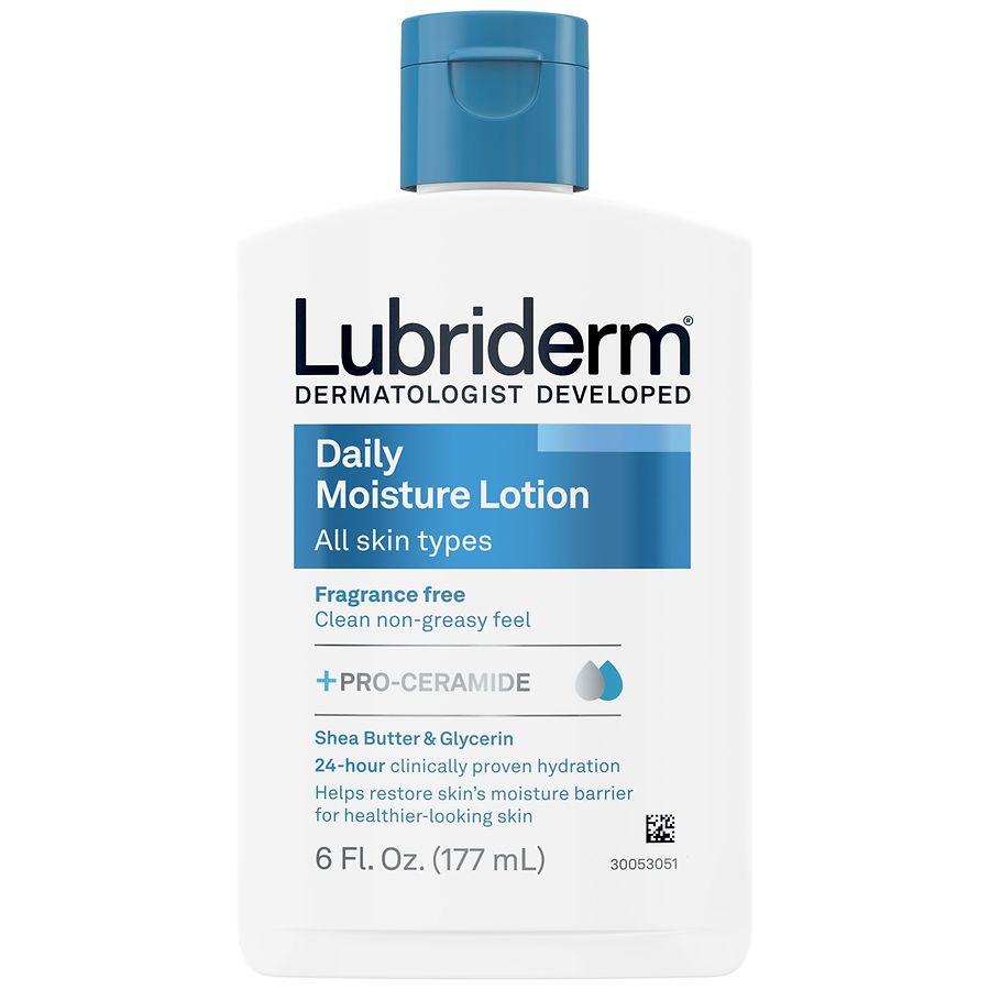 Lubriderm Fragrance Free Daily Moisture Lotion + Pro-Ceramide, Shea Butter
Glycerin Fragrance Free