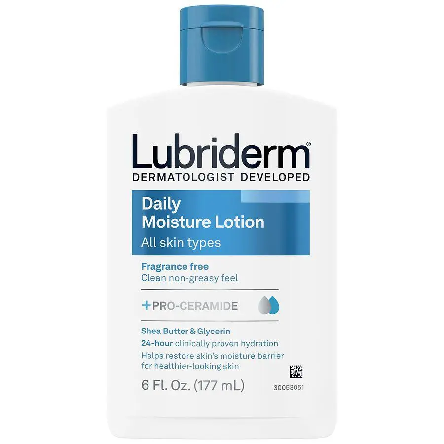 Lubriderm Fragrance Free Daily Moisture Lotion + Pro-Ceramide, Shea Butter & Glycerin Fragrance Free