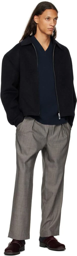 Róhe Navy Relaxed V-Neck Sweater 4