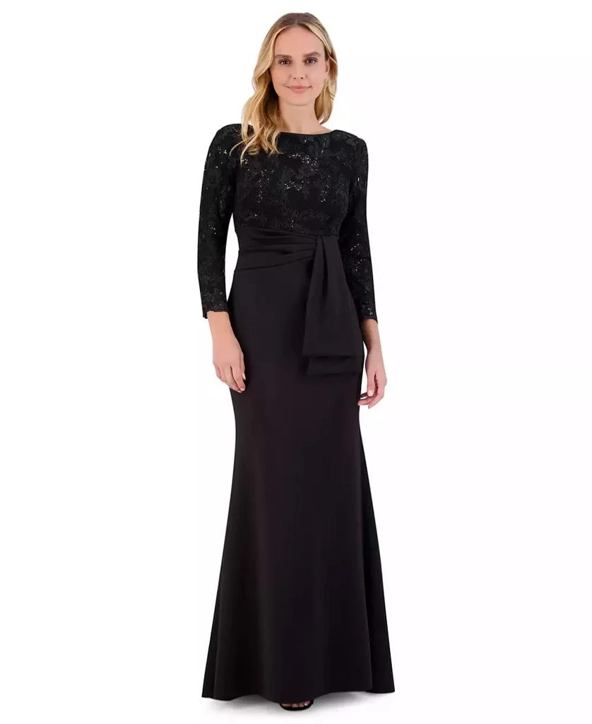 Eliza J Women's Floral-Sequin 3/4-Sleeve Boat-Neck Gown 1