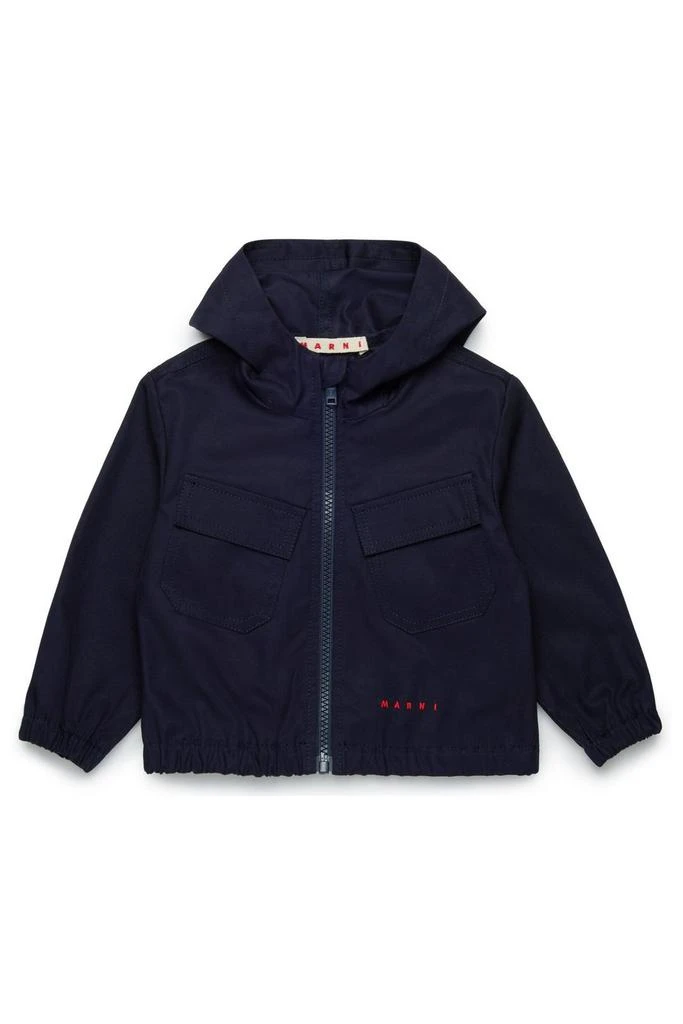 Marni Marni Kids Logo Embroidered Hooded Jacket 1