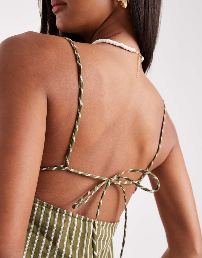 Pull&Bear Pull&Bear striped co-ord top in green