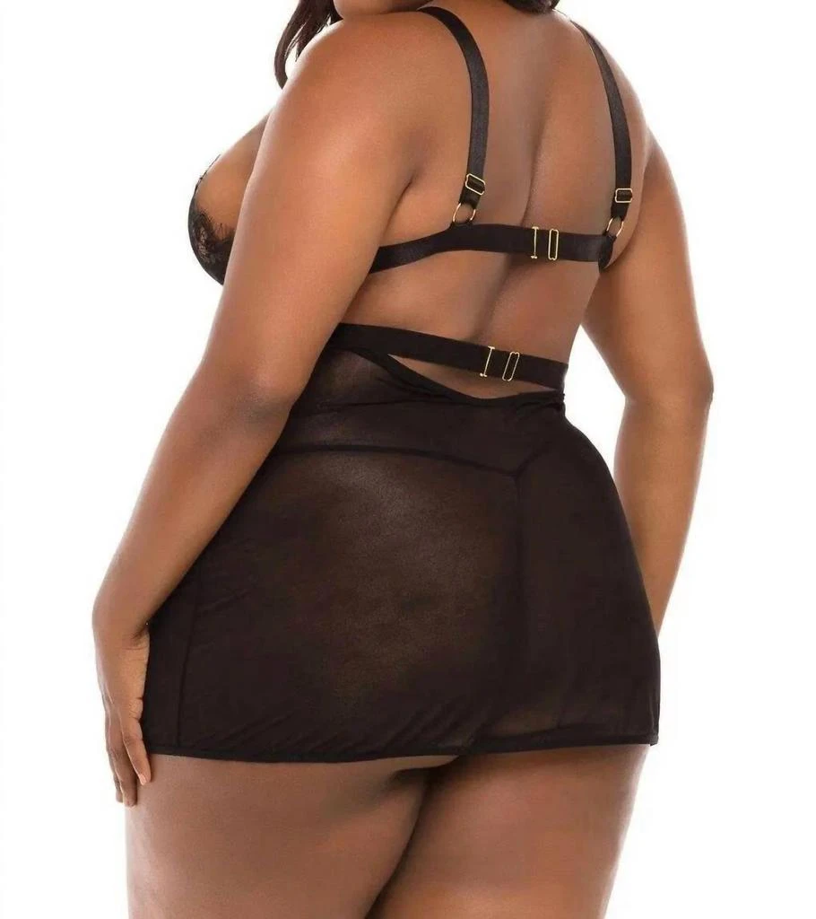 Oh La La Cheri Oh La La Cheri - Janet Eyelash Lace And Mesh Babydoll Set - Plus 2