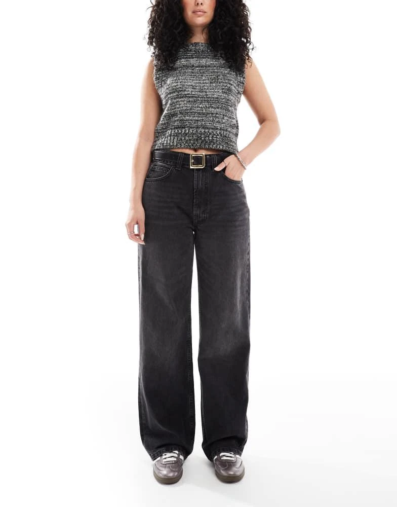 ASOS ASOS DESIGN Hourglass wide leg dad jeans in washed black 1