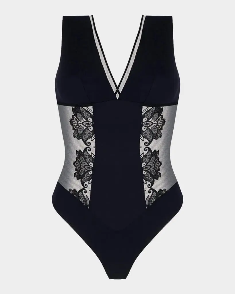 Lise Charmel Diva Glamour Embroidered Tulle Bodysuit