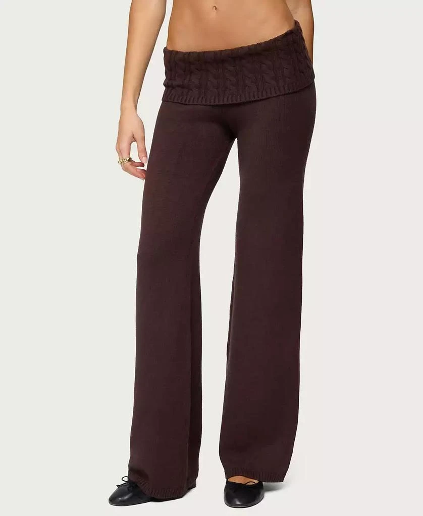 Edikted Women
s Lula Cable Knit Foldover Pants