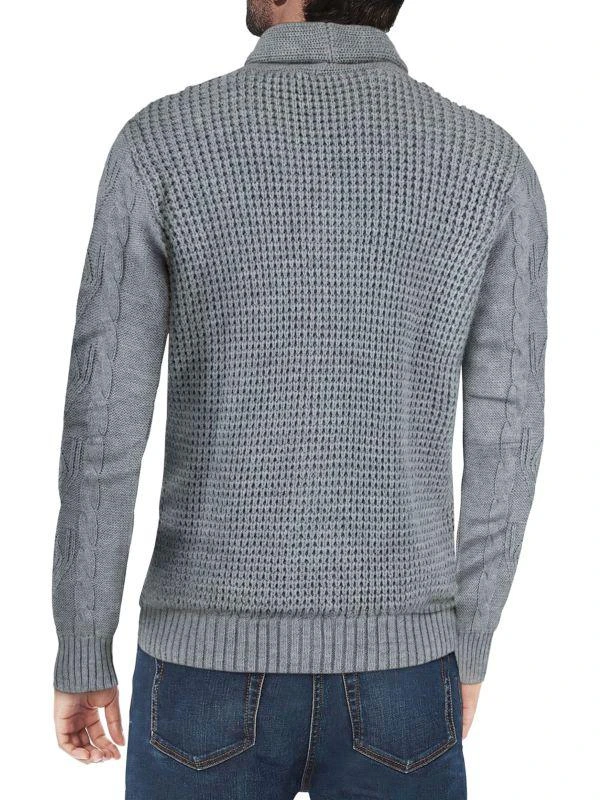 X Ray Cable Knit Shawl Collar Cardigan 2