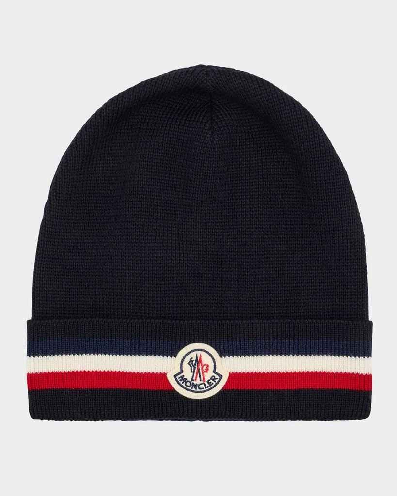 Moncler Men's Striped-Trim Wool Beanie 1