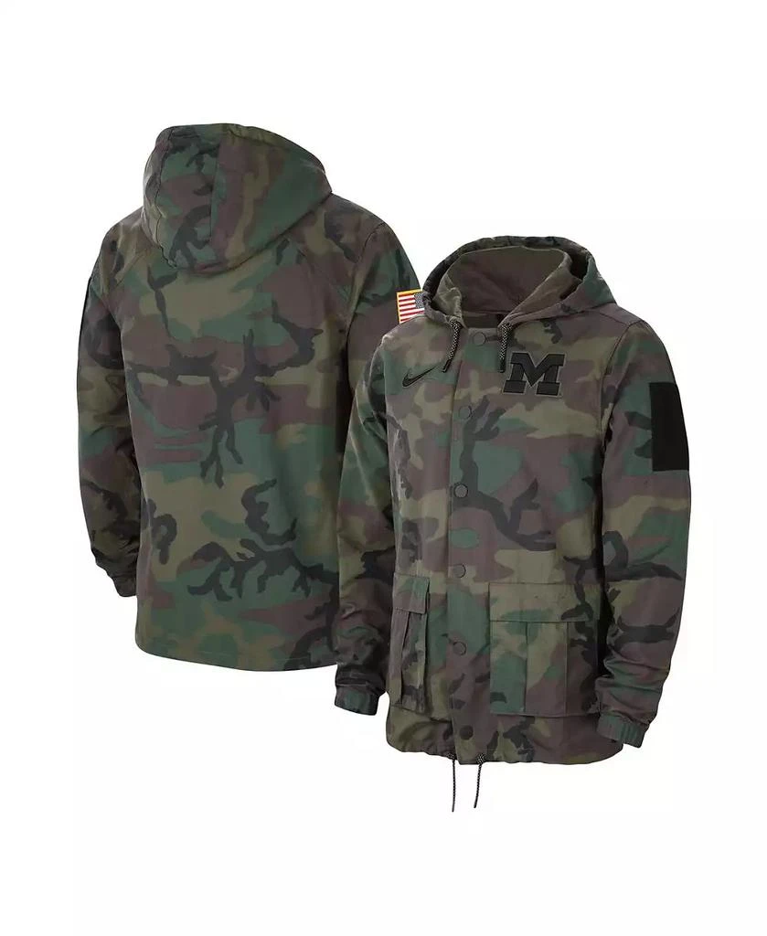 NIKE Men's Camo Michigan Wolverines Military-Inspired Pack Lightweight Hoodie Performance Full-Snap Jacket 1