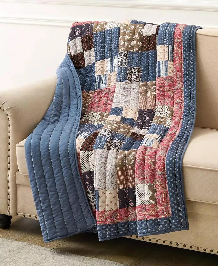 Greenland Home Fashions Shiloh Patchwork Floral Print Cotton Blend Throw, 50" x 60" 3