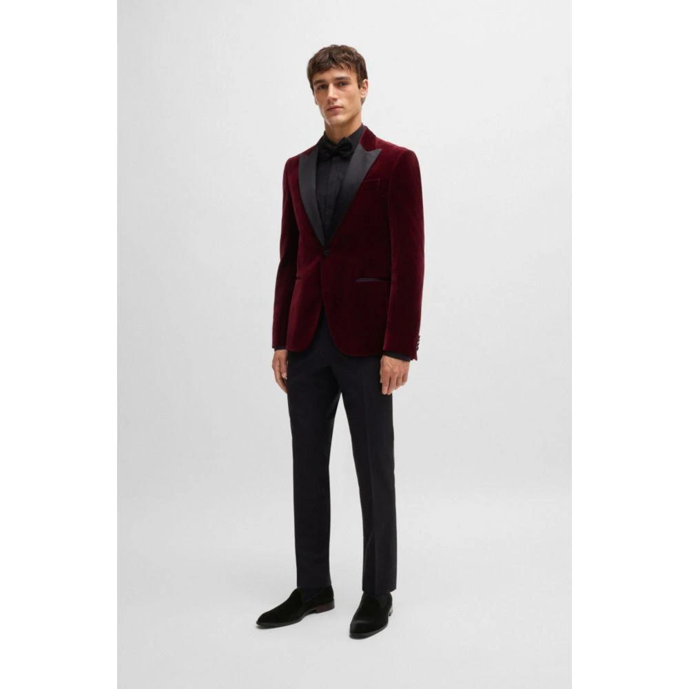 Hugo Boss Velvet slip-on loafers with leather trims 2