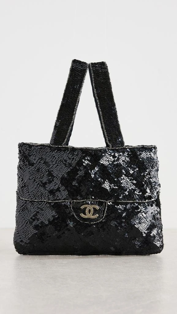 What Goes Around Comes Around Chanel Black Sequin Handbag 1