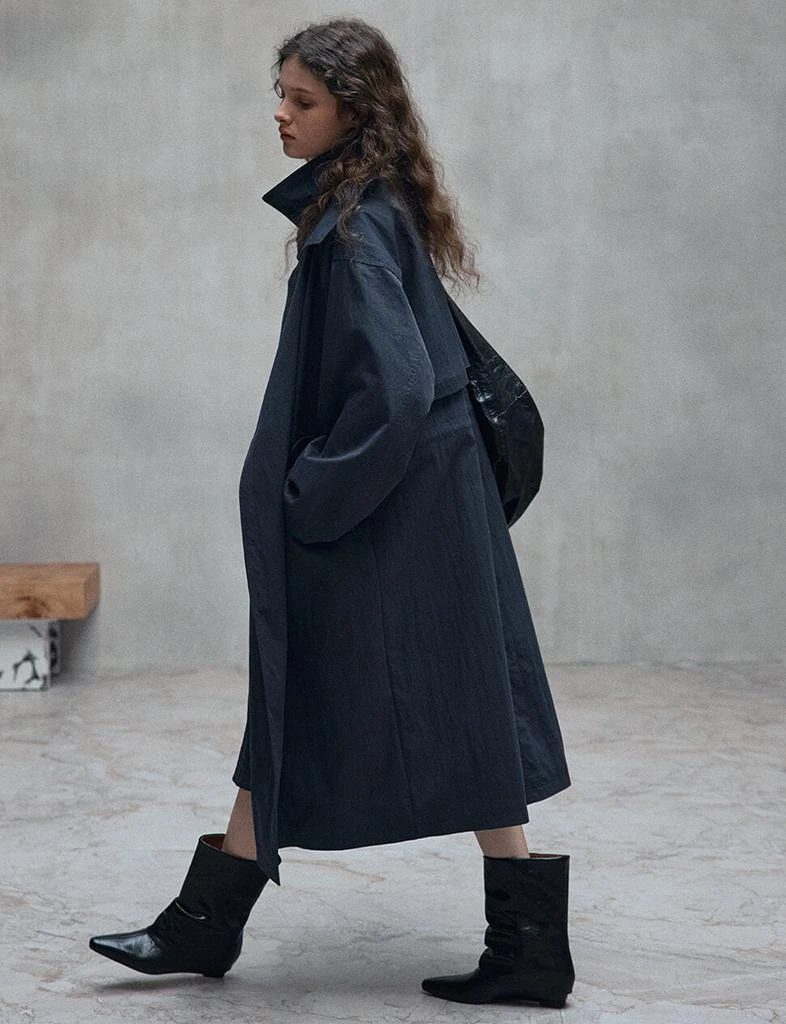 Pixie Market Navy Funnel Neck Zip Trench Coat-PREORDER 6
