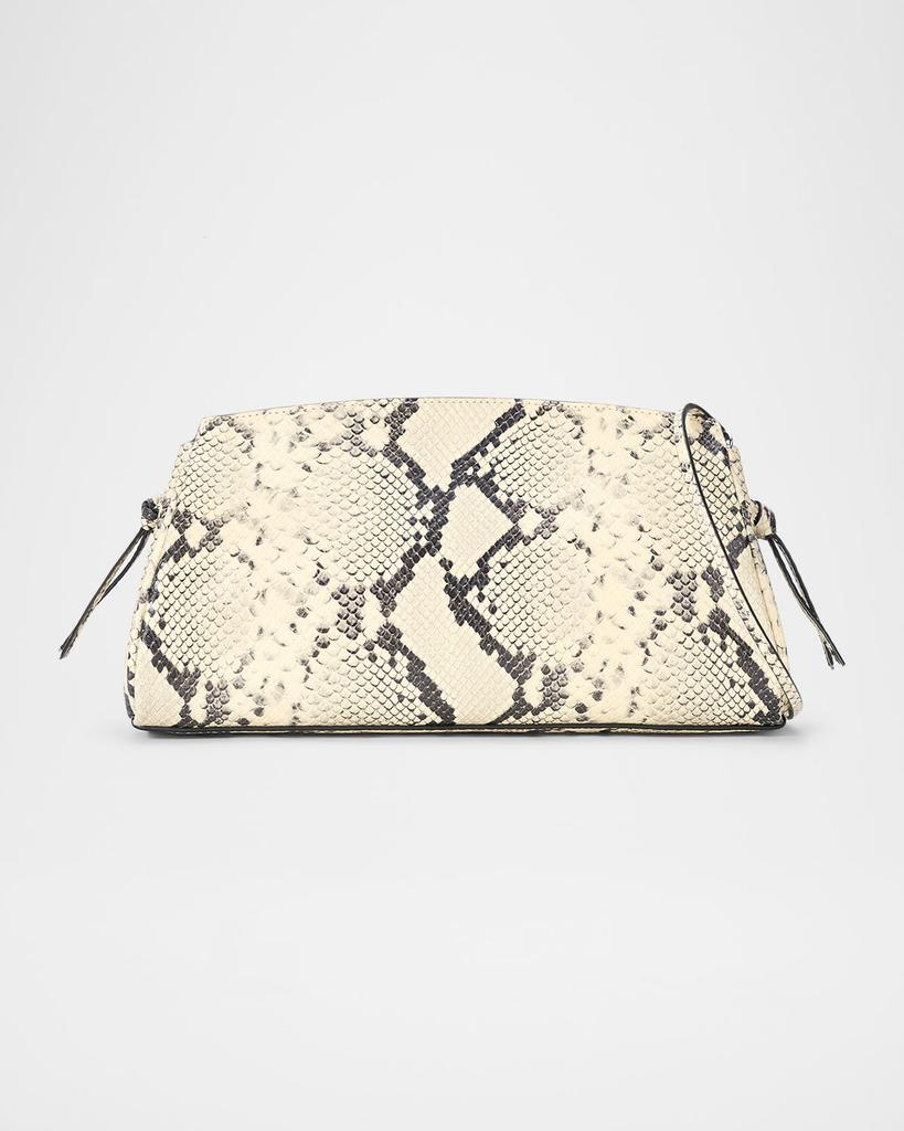 Staud Maude Python-Embossed Leather Clutch Bag