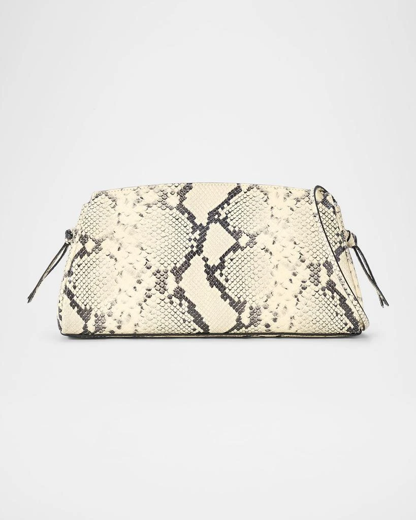 Staud Maude Python-Embossed Leather Clutch Bag 1