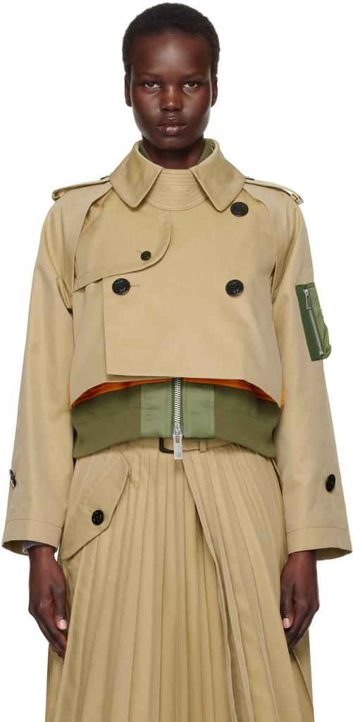 Sacai Beige Cotton Gabardine x Nylon Twill Blouson - Jackets