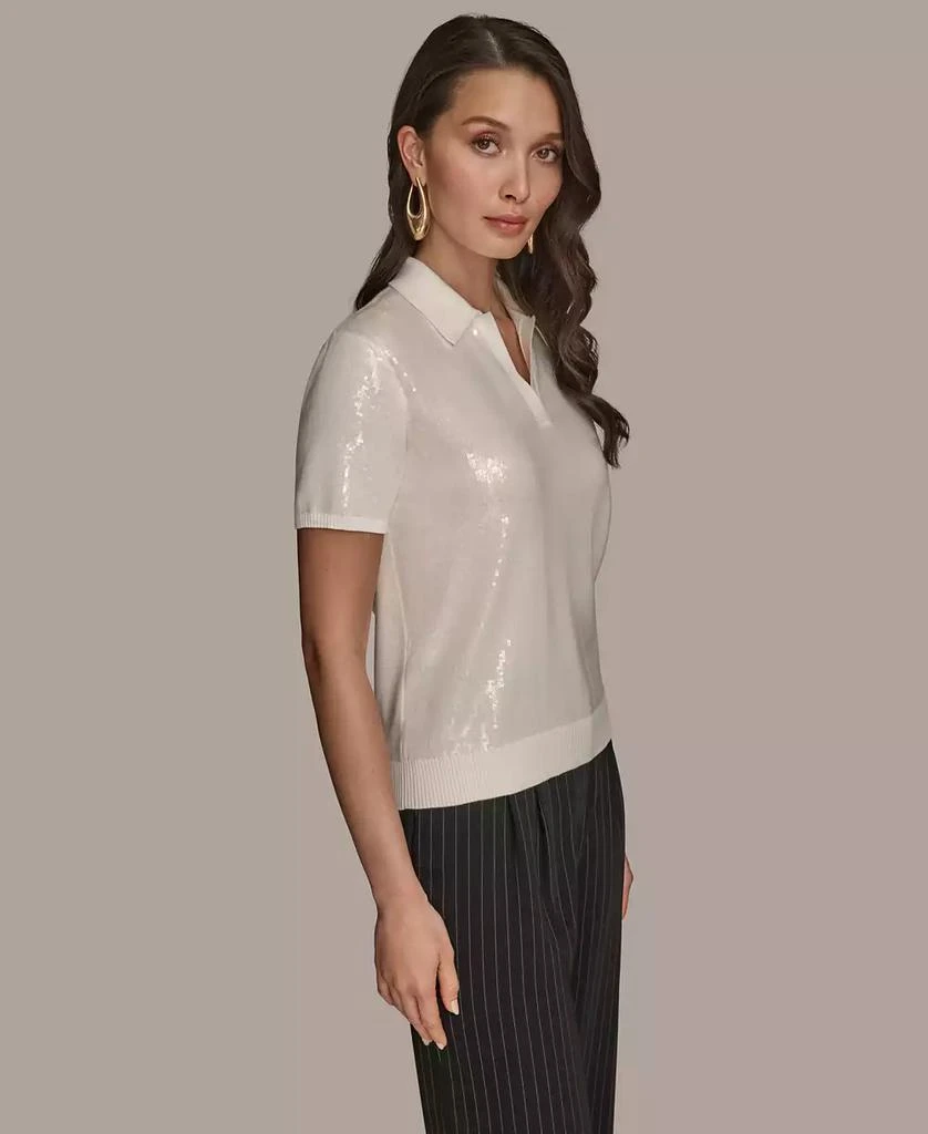 Donna Karan Women's Short-Sleeve Sequined Knit Polo 3