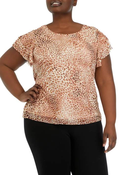 Vince Camuto Camuto Plus Size Three Layered Ruffled Printed Top 1