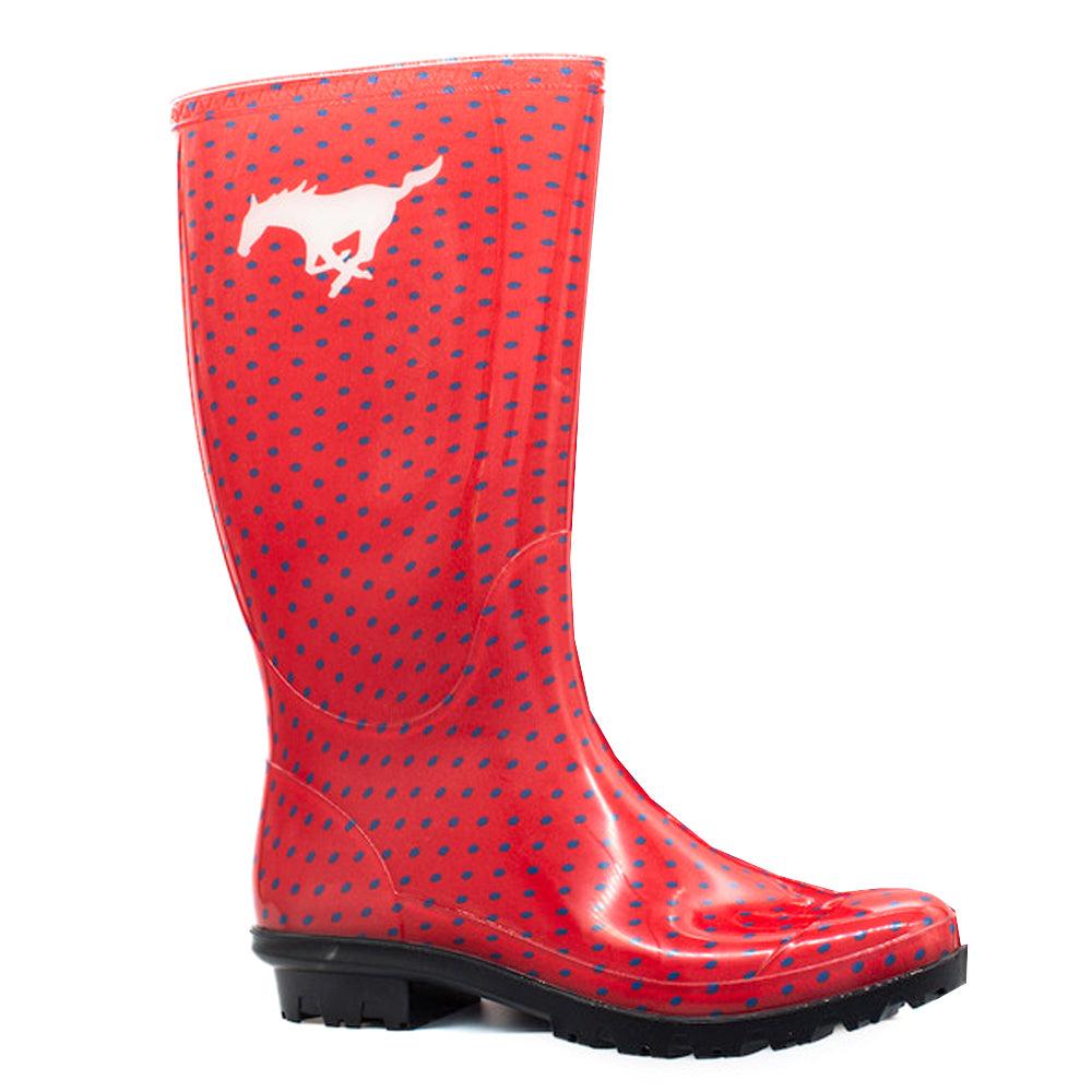 Gameday Boots Southern Methodist University Polka Dot Round Toe Rain Boots