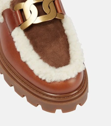 Tod's Kate leather and shearling loafers 6