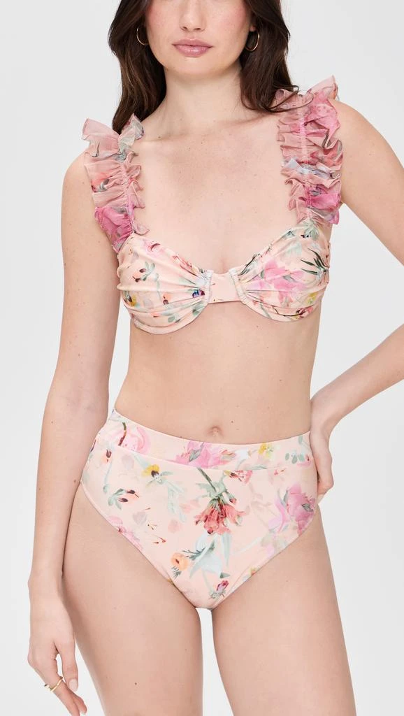 PatBO Lily Flower Flutter Sleeve Bikini Top 4