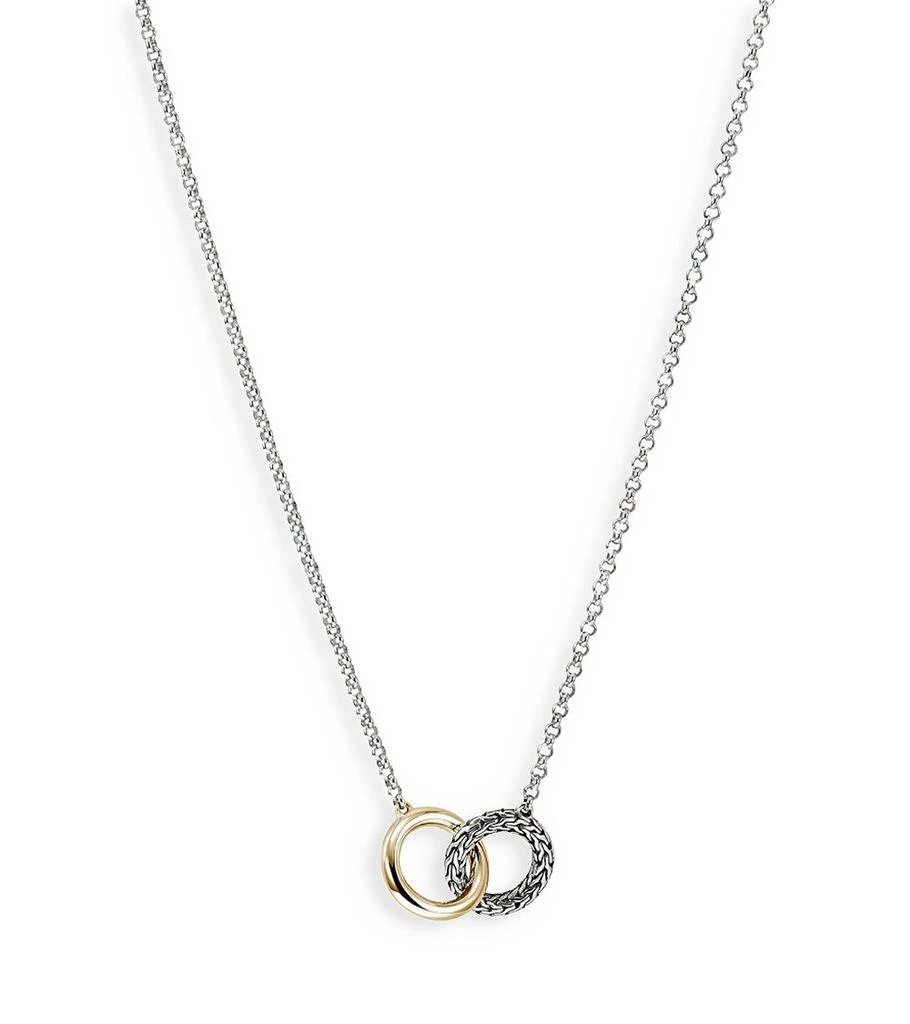 John Hardy 14K Yellow Gold & Sterling Silver JH Essentials Linked Ring Pendant Necklace, 16"-18" 3