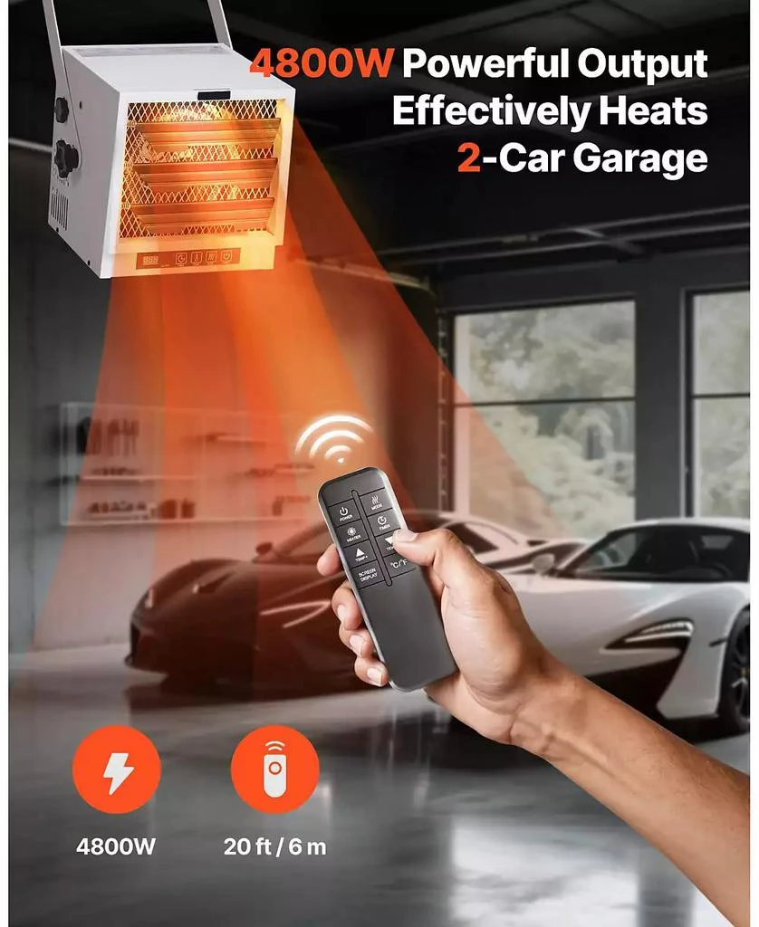 SUGIFT Garage Heater 4800W with Remote Timer Overheat Protection 240V 8