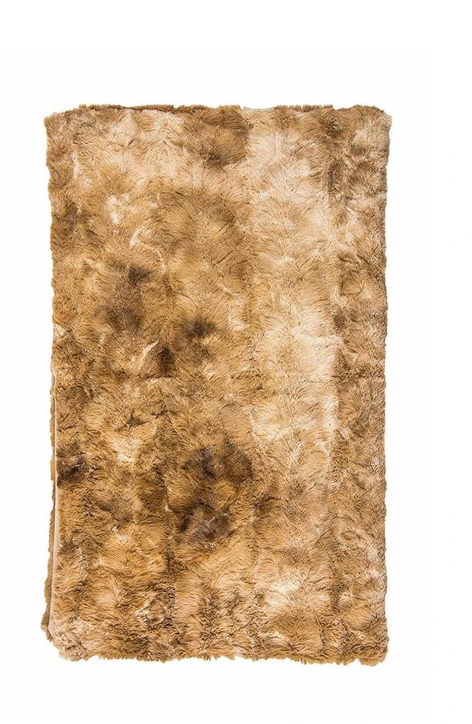 LUXE Naples Taupe Faux Fur Throw Blanket 1