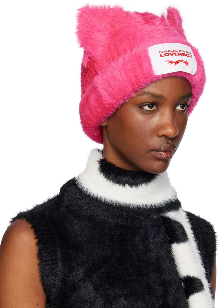 Charles Jeffrey Loverboy Pink Fluffy Chunky Ears Beanie 2