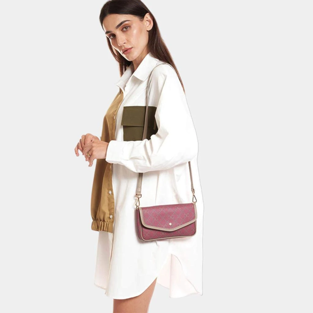 Charriol Charriol Bordeaux & Grey Leather CALYPSO Crossbody 4