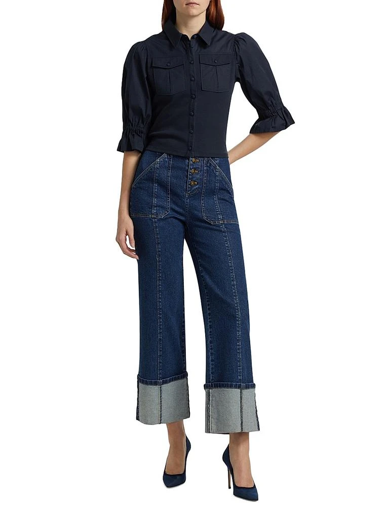 Cinq à Sept Lyric Pufff-Sleeve Denim Top 2