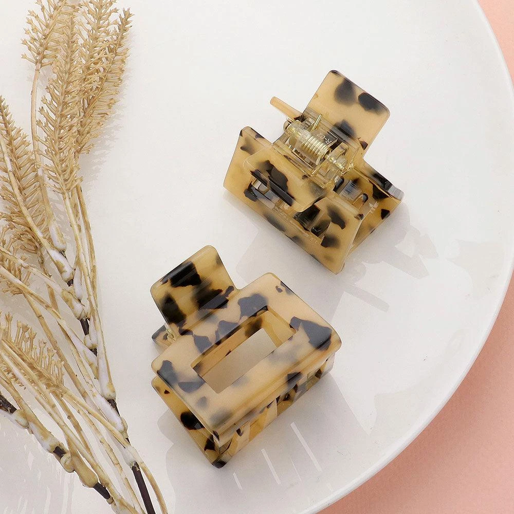 FASHNZFAB 2PCS - Celluloid Acetate Small Square Hair Claw Clips 2