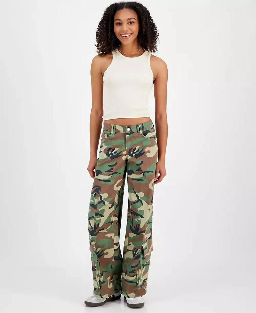 Madden Girl Juniors' Camouflage Wide-Leg Cargo Jeans 1
